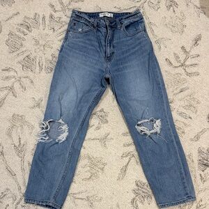 Abercrombie & Fitch Ripped mom high rise Jeans - Blue